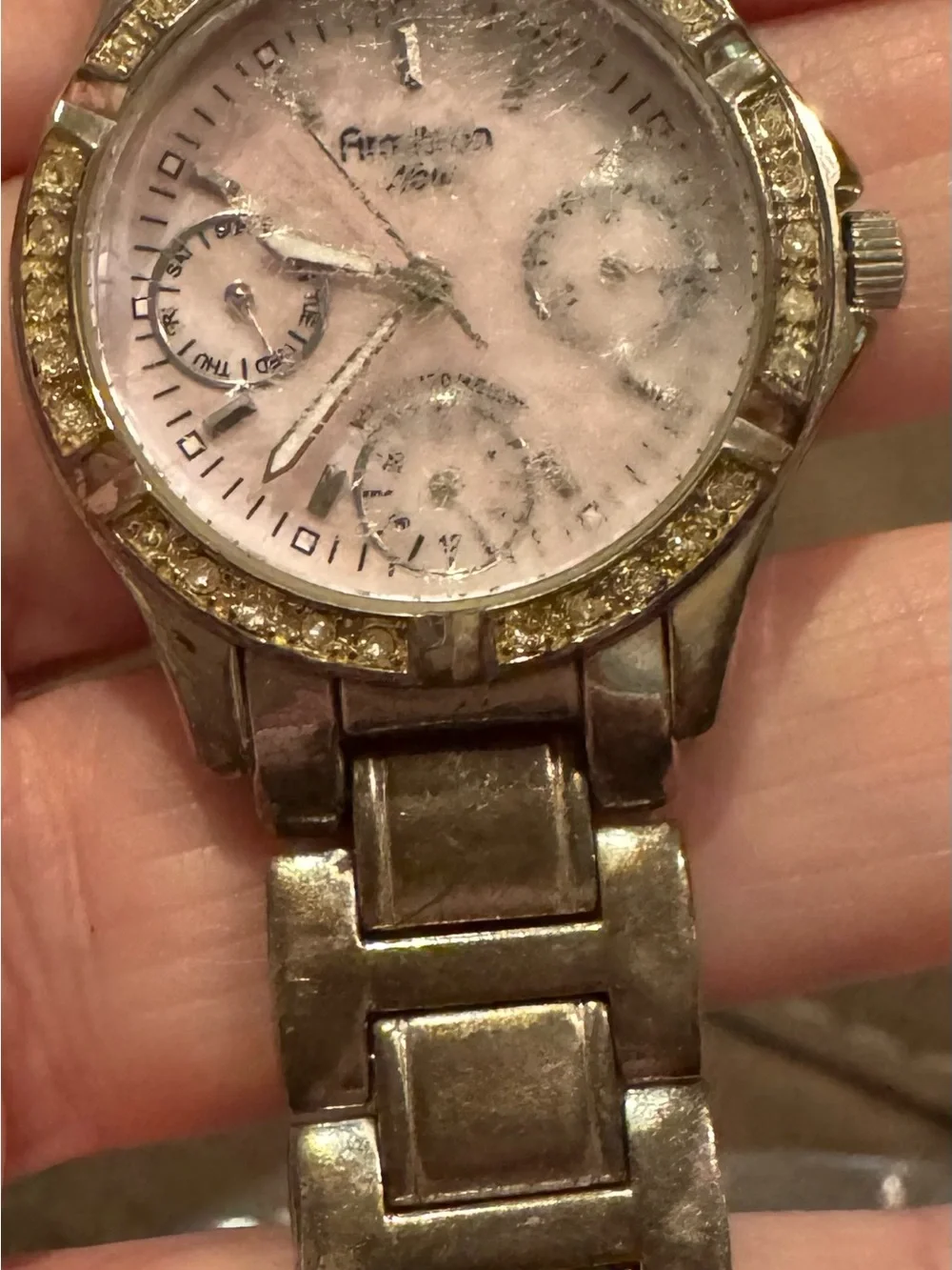 Armitron Pink Dial Men’s Watch with Crystal-Accented Bezel